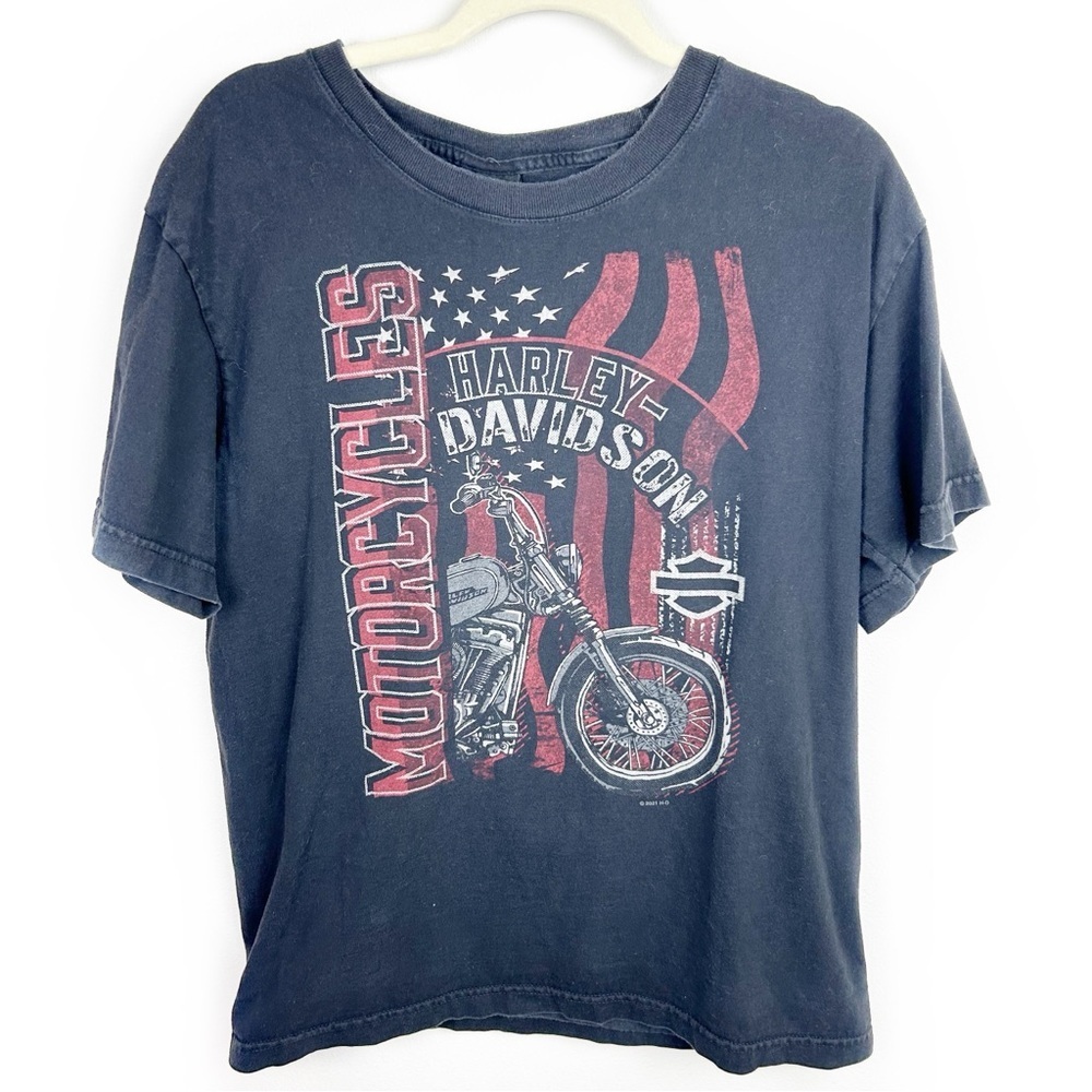 Harley Davidson Patriotic graphic motorcycle tee T-shirt size: L